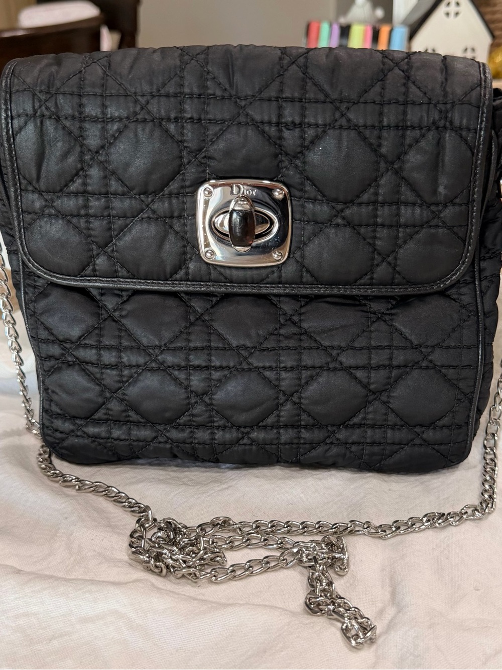 🔥🔥Christian Dior Black Quilted Nylon & Leather Clutch Crossbody Bag w/COA (GUC)🔥